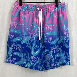 Chubbies Hydrofoils 7" Inseam Pink Blue Tiger Print Swim Shorts Mens Size L